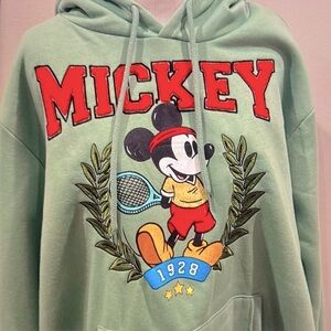 Disney Mint Green Mickey Tennis Hoodie with Red Lettering